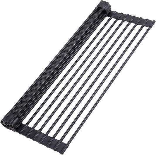 Corner Sink Caddy, Ohuhu Sponge Holder for Kitchen Sink Organizer Silicone Wrapped Steel Anti Slip Rust Triangle Over the Sink Dish Drying Rack for Sink Corner Multipurpose Drainer Trivet Space-Saving
