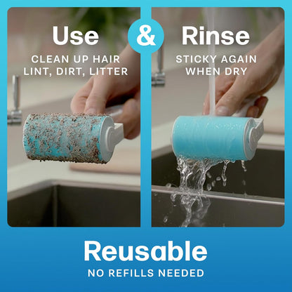 Schticky Lint Roller Set - Reusable & Washable Lint Roller Cleaner for Clothes Sofa Furniture Car Cat Dog Hair - Clean in a Quicky with Schticky (3 Piece Set)