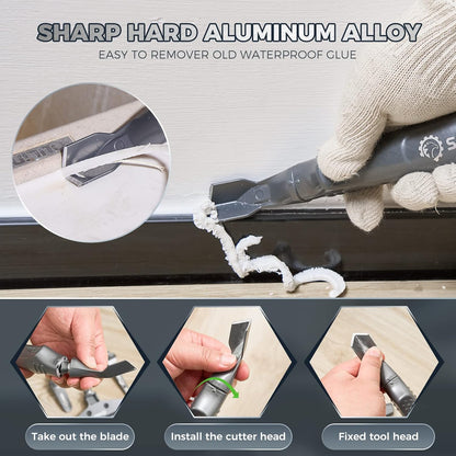 Saker Silicone Caulking Tool 3-in-1 Grout Removal Tool and Sealant Finishing Scraper with Stainless Steelhead, Caulk Remover and Seam Repair Kit for Bathroom, Kitchen, Floor, Window and Sink Joints