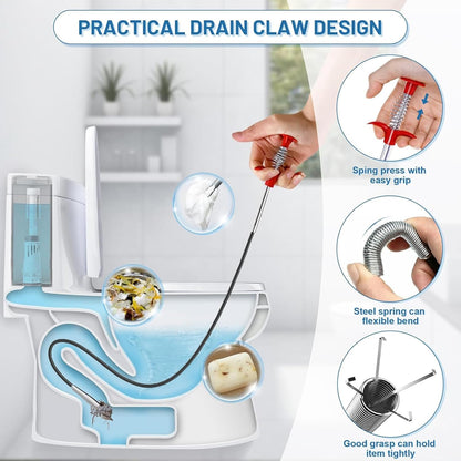 76 Inch Drain Snake Clog Remover, Flexible 4-Claw Grabber Tool,Toilet Sink Shower Bathtub Drain Cleaner for Hair Removal
