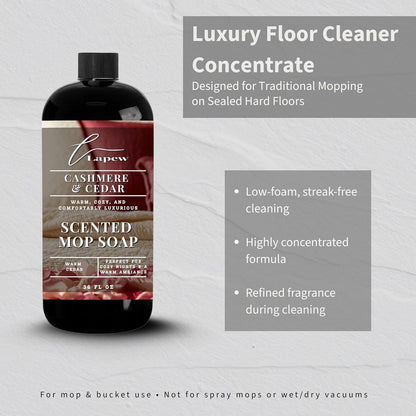 Lapew Santal Scented Mop Soap - Luxury Floor Cleaner Concentrate for Mopping Tile, Laminate, Vinyl & Hardwood | Streak-Free, Low-Foam | 36 oz - Colors C