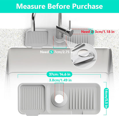 24 Inch Longer Faucet Mat for Kitchen Sink, 5° Slope Fast Self-draining, Kitchen Sink Splash Guard Silicone Sink Faucet Mat Splash Guard Kitchen Sink Area Tidy Splash Faucet Guard Draining Mat