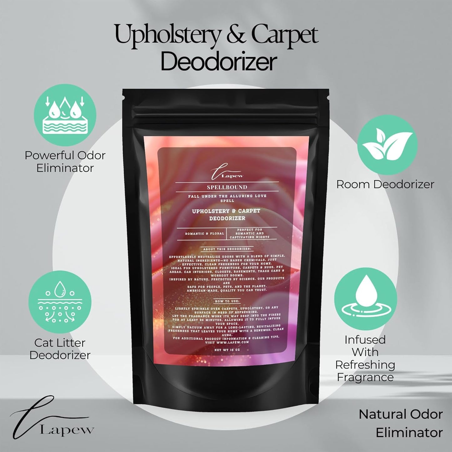 Lapew Black Sea Scented Cleaning Bundle | Carpet Deodorizer Powder (16 oz) & Mop Soap Concentrate (36 oz) | Pet-Friendly Odor Eliminator - Colors A