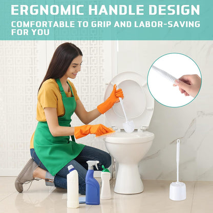 Roshtia 6 Sets Toilet Brush and Holder Set for Bathroom Cleaning Toilet Bowl Brush Scrubber with Caddy for Cleaning, 14.57 Height(Black)