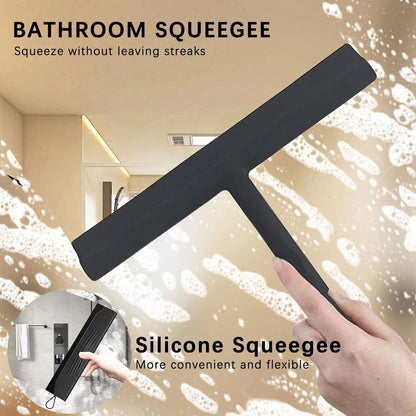 2PACK Shower Squeegee for Glass Doors, All-One-Piece Silicone with Built-in Hook Design for Easy Hanging and Cleaner Tool, for Bathroom, Glass, Kitchen, Tile Wall, Car