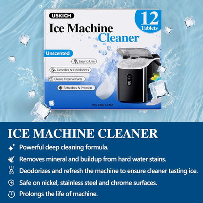 Ice Machine Cleaner Descaler Tablets-36Pack Ice Maker Cleaner Compatible with Frigidaire, Opal, GE Profile, Kitchenaid, Nickel Safe Scale Remover for Countertop, Nugget Ice Makers