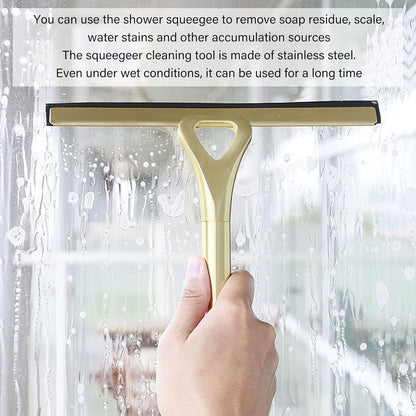 TOPINCN Stainless Steel Squeegee Window Cleaning Glassware Household Tile Squeegees Mirror Scratch Artifact for Glass Cleaner Gold Shower Squeegees