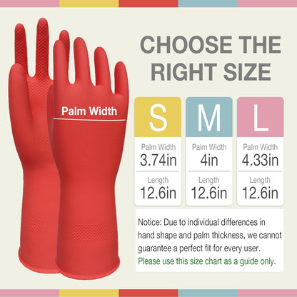 Rubber Cleaning Gloves 5 Pairs Kitchen Dishwashing Gloves Reusable for Household Washing Dishes Cleaning Gardening, Non-Slip Water Resistant Dish Gloves for Women Men Medium