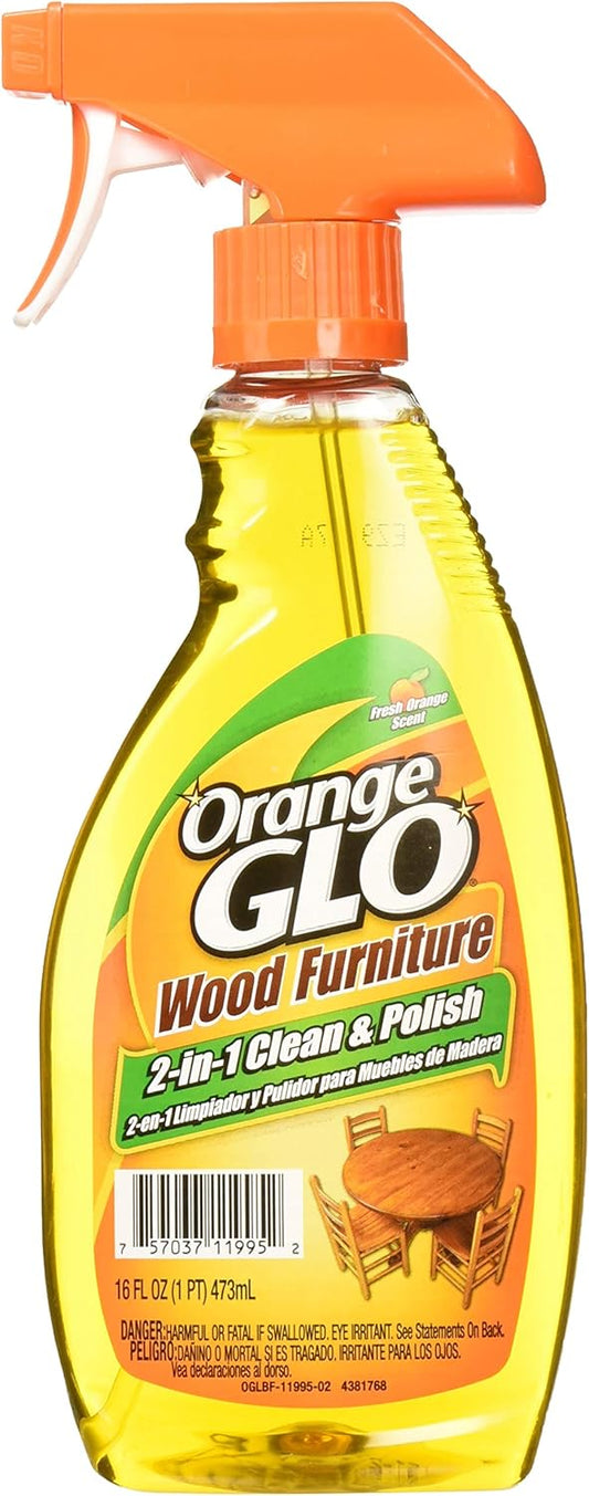 Orange Glo Wood Furniture 2-in-1 Cleaner & Polish, 16 ounces