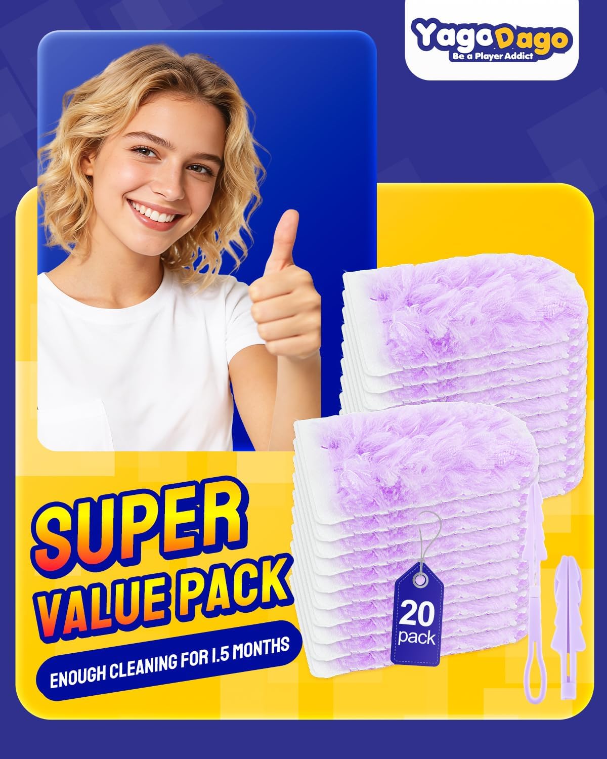 20 Count Duster Refill Compatible with Swiffer Hand Duster, Lavender Flavor Disposable Heavy Duty Duster Refills, Dusters Refills for Cleaning, Blinds & Ceiling Fan (Handle is Not Included)