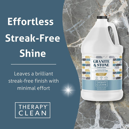 Therapy Granite Cleaner Kit with Microfiber - Daily Countertop Cleaner for Stone, Granite, Marble, Soapstone, Quartz, Quartzite, Slate, Headstone, Limestone, Corian, Laminate, and Tile
