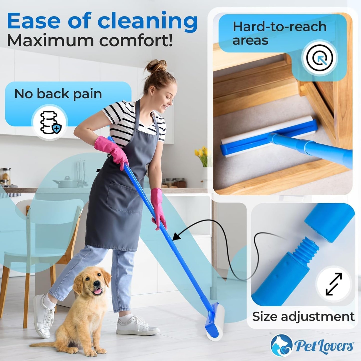 PetLovers Extra Sticky Lint Roller Mega Value Set 600 Sheets for Pet Hair Removal, Dog and Cat Lint Remover 6 Pack