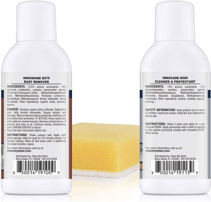 CLEAN MY STEEL Innoshine B570 Stainless Steel Rust Remover and Cleaner, NSF Certified, Approved for Food Contact Areas, 4 oz