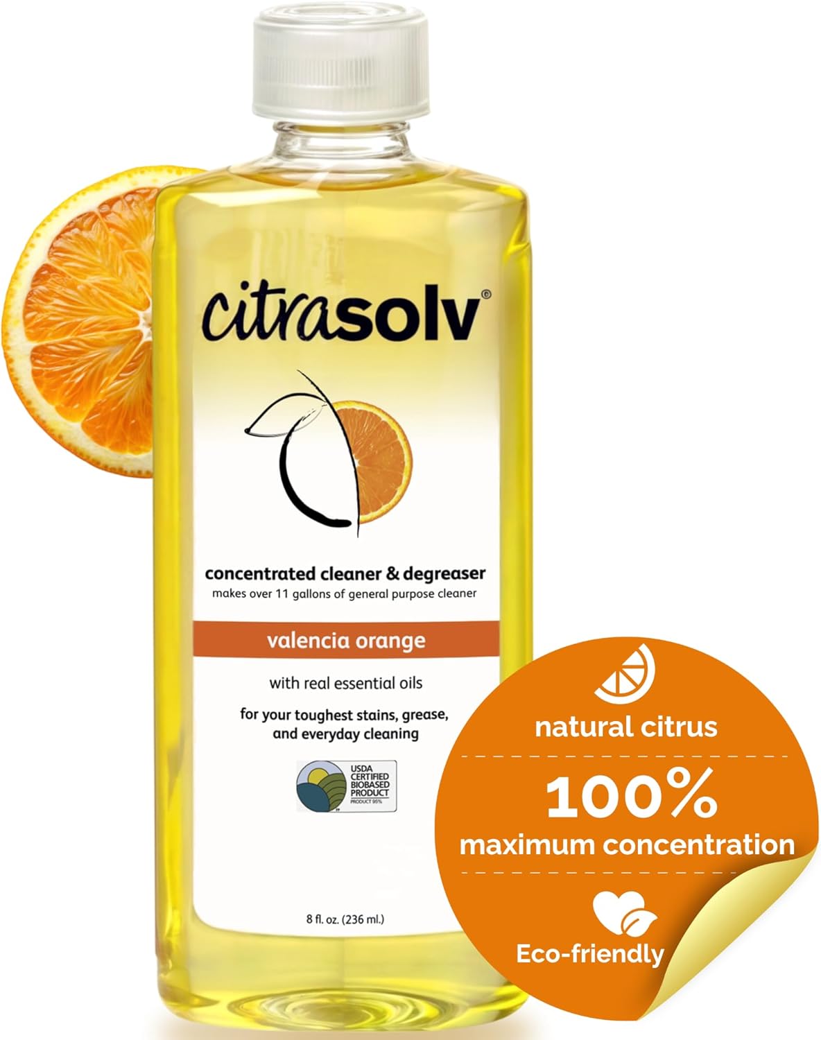 Citra Solv All Purpose Cleaning Spray – Powerful Citrus Degreaser for Kitchen & Bathroom, Multi-Surface Cleaner, No Harsh Chemicals, Valencia Orange 22oz