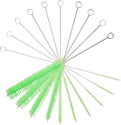 10" Tube Cleaning Brush Set, 5 Pack Large, Extra Long Nylon Straw Brushes with Flexible Handles for Bottles, Cleaning Straws, Pipe Cleaners, Keyboard, Glass, Guns, Detailing and Deep Cleaning, Black