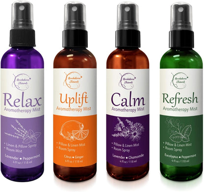 Refresh Aromatherapy Room Spray & Pillow Mist. Peppermint & Eucalyptus Essential Oil Spray, Linen Mist, Natural Car Air Freshener Bathroom Freshener & Closet Deodorizer by Brookethorne Naturals