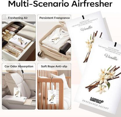 MYARO 12 Pack Fresh Linen Scented Sachets for Drawer, Closet & Car Air Freshener Bags | Odor Eliminator & Fabric Refresher | Crisp, Clean Home Fragrance Gift Set