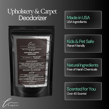 Lapew Black Sea Scented Cleaning Bundle | Carpet Deodorizer Powder (16 oz) & Mop Soap Concentrate (36 oz) | Pet-Friendly Odor Eliminator - Colors A