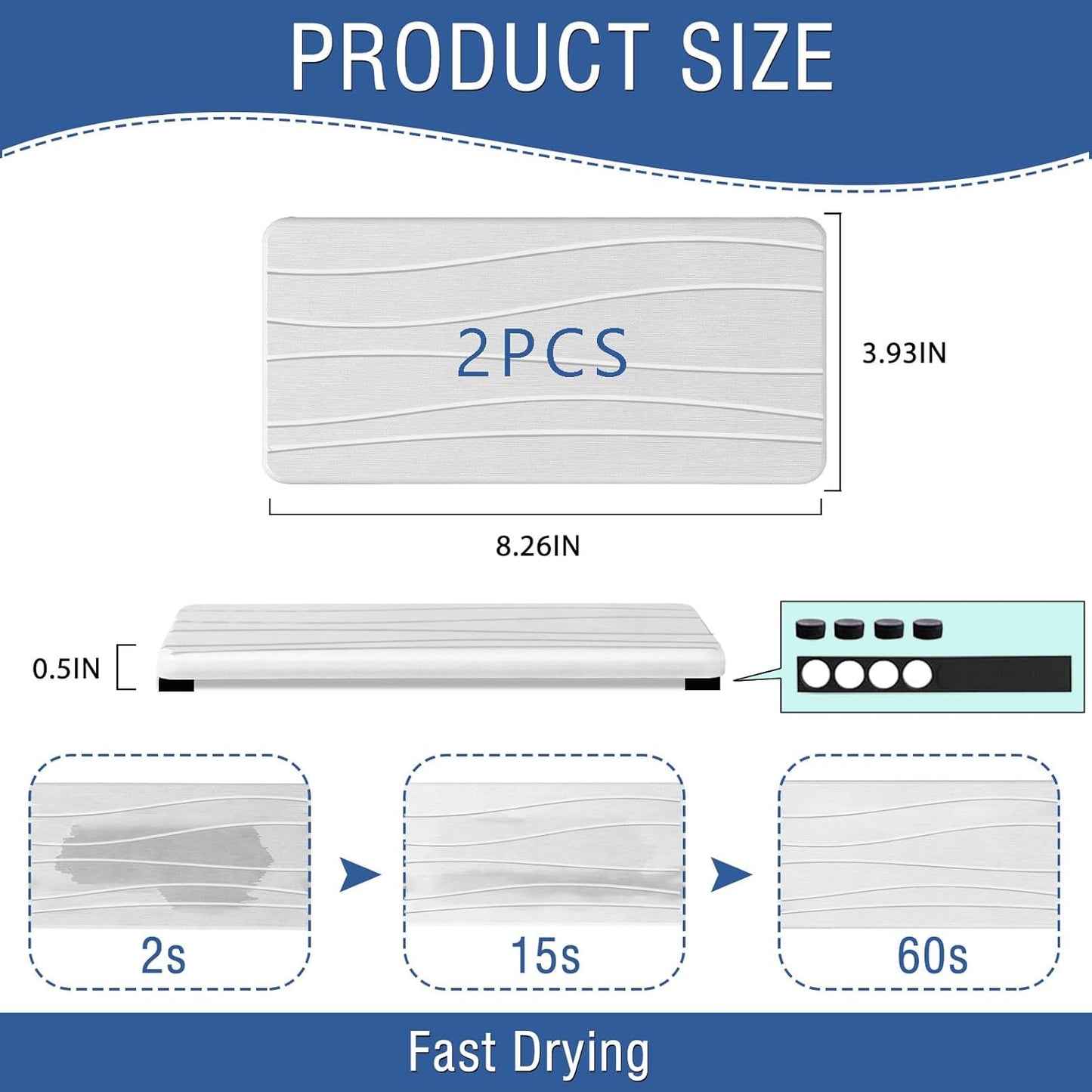 3PCS Water Absorbing Stone Tray, Fast Drying Stone Sink Tray, Stones Soap Trays, Water Absorbent Diatomite Trays, Diatomite Coasters for Kitchen Sink Bathroom Counter, Hand Soap Dish & Holders
