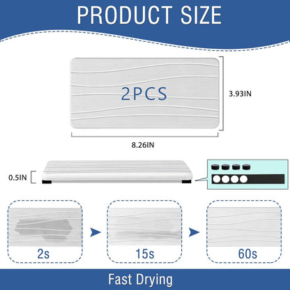 3PCS Water Absorbing Stone Tray, Fast Drying Stone Sink Tray, Stones Soap Trays, Water Absorbent Diatomite Trays, Diatomite Coasters for Kitchen Sink Bathroom Counter, Hand Soap Dish & Holders