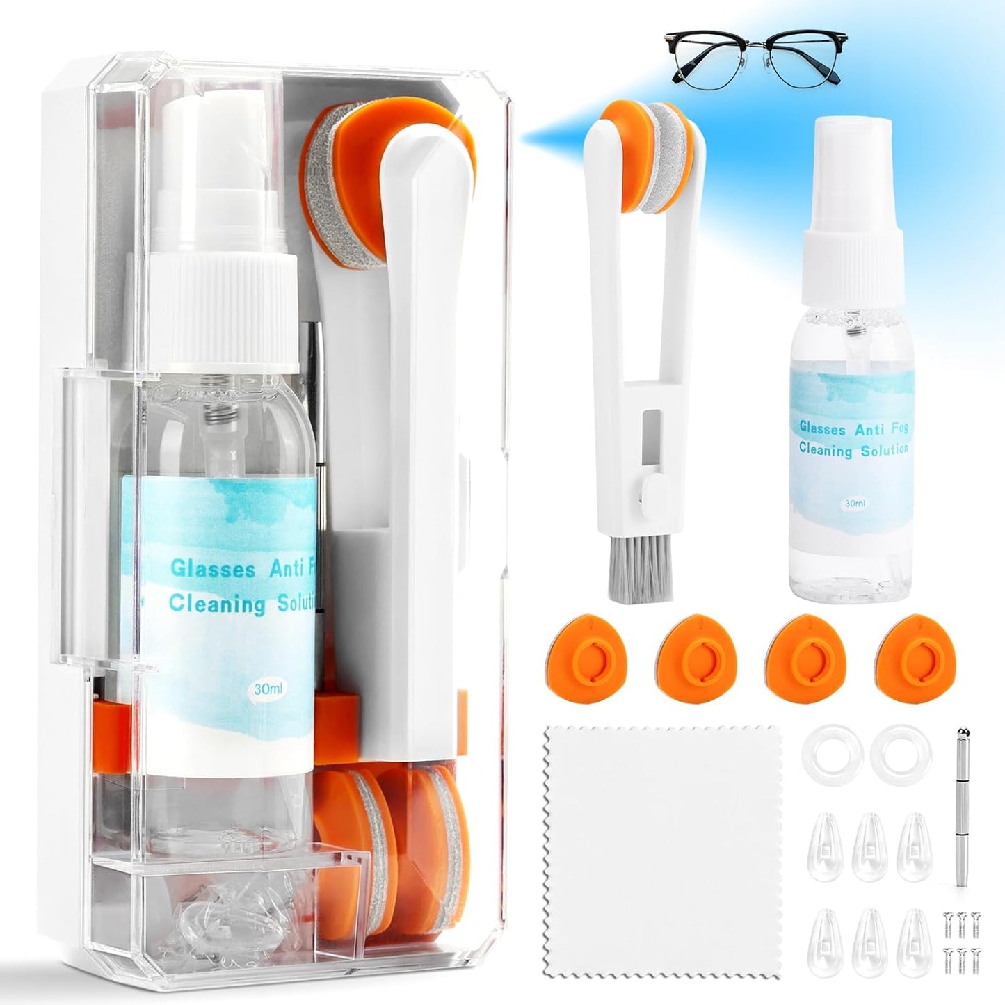 Ordilend Glasses Cleaner Eyeglass Cleaning Kit with 24H Anti Fog Spray for Glasses and Microfiber Cloth, Portable Eyeglass Cleaner Tool Lens Wipes Cleaning kit for Camera Lenses