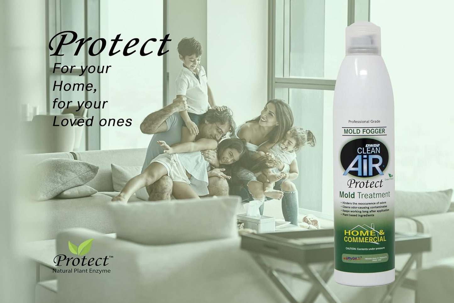 DWD2 Protect™ Home & Commercial Mold-Treatment Plant-Based Mold-Odor Remover Fogger Treatment - eco-friendly solution for a safer and healthier living and working space (8 oz.)