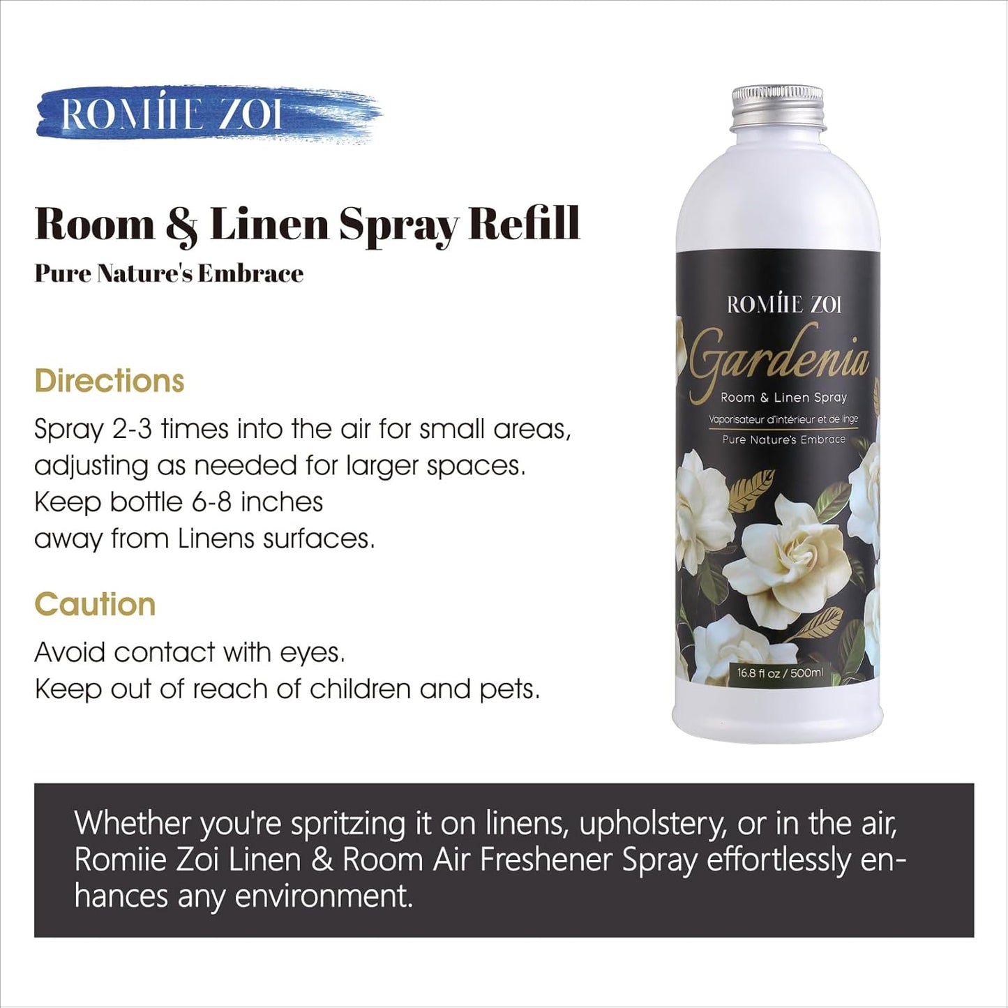 ROMIIE ZOI Room Spray Lemon, Air Freshener Spray Made with Natural Plant Extract, Scented Room Spray for Home Fragrance Fabric Spray Freshener 8.5 FL OZ