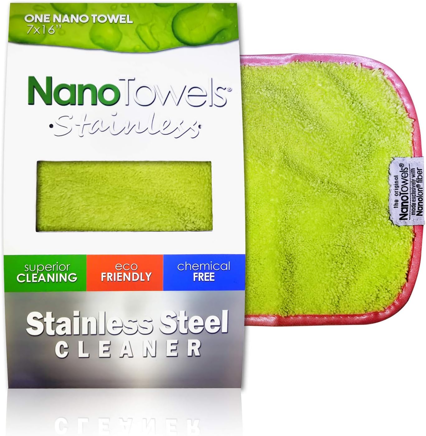 Nano Towels Stainless Steel Cleaner | The Amazing Chemical Free Stainless Steel Cleaning Reusable Wipe Cloth | Kid & Pet Safe | 7x16 (1 pc)