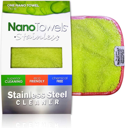 Nano Towels Stainless Steel Cleaner | The Amazing Chemical Free Stainless Steel Cleaning Reusable Wipe Cloth | Kid & Pet Safe | 7x16 (1 pc)