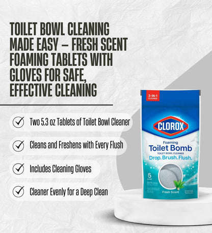 Toilet Bowl Cleaners by Foaming Fresh Scent + Lavender Scent Toilet Cleaner 5.3 oz Tablet Each Bundle with Cleaning Gloves – Easy-to-Use, Bleach-Free Tablets — Gift Set (3 Items)