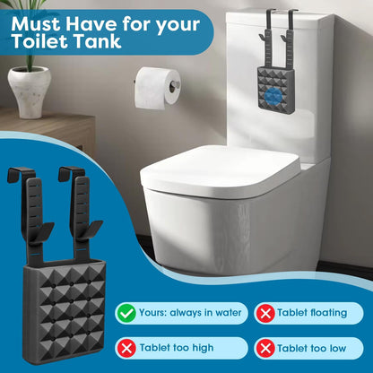 Adjustable Toilet Tank Cleaning Tablet Holder-Hanging Silicone Basket Carrier with Rustproof Hooks for Bowl Cleaner & Bleach Tablet Organizer, Accessory Fit Up to 7" Water Level