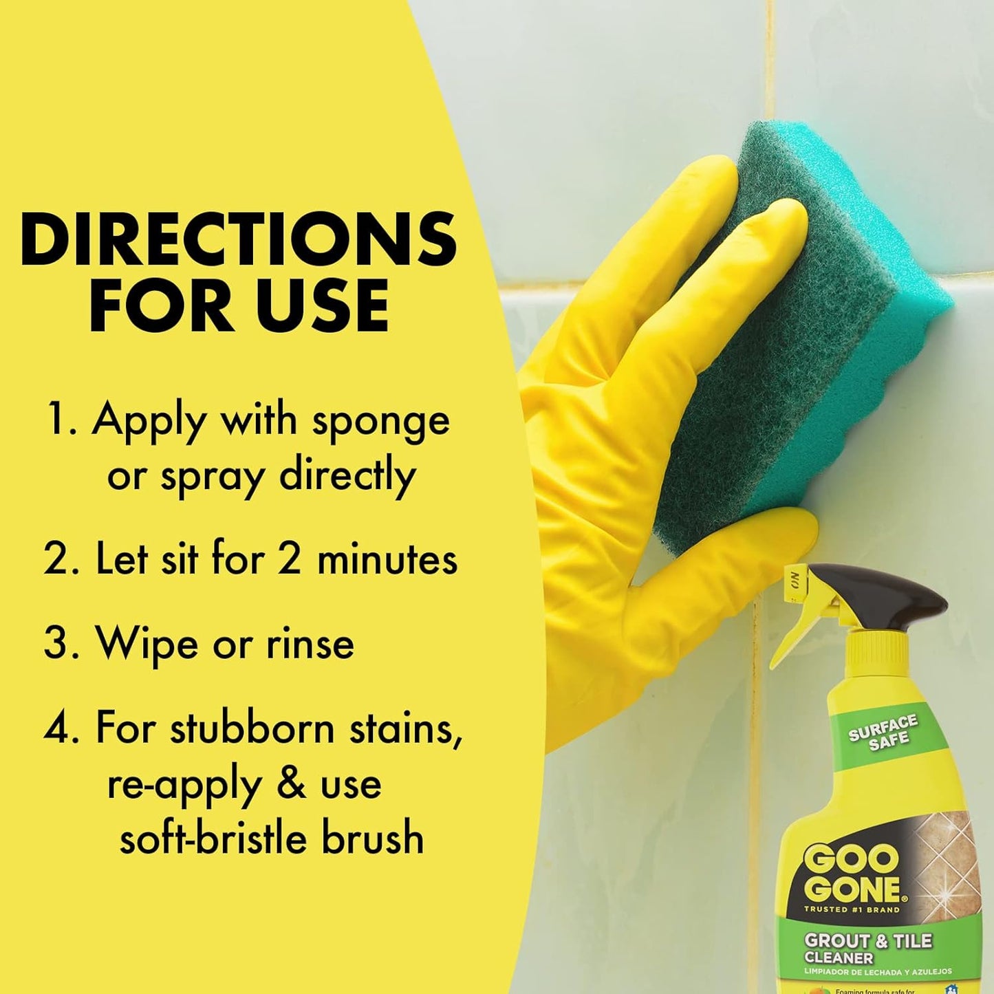 Goo Gone Grout & Tile Cleaner - 28 Ounce - Removes Tough Stains Dirt Caused By Mold Mildew Soap Scum and Hard Water Staining - Safe on Tile Ceramic Porcelain