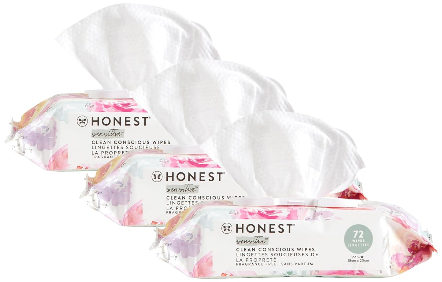 The Honest Company Hypoallergenic Multi-Use Baby Wipes for Sensitive Baby Skin, Rose Blossom, 60 Count
