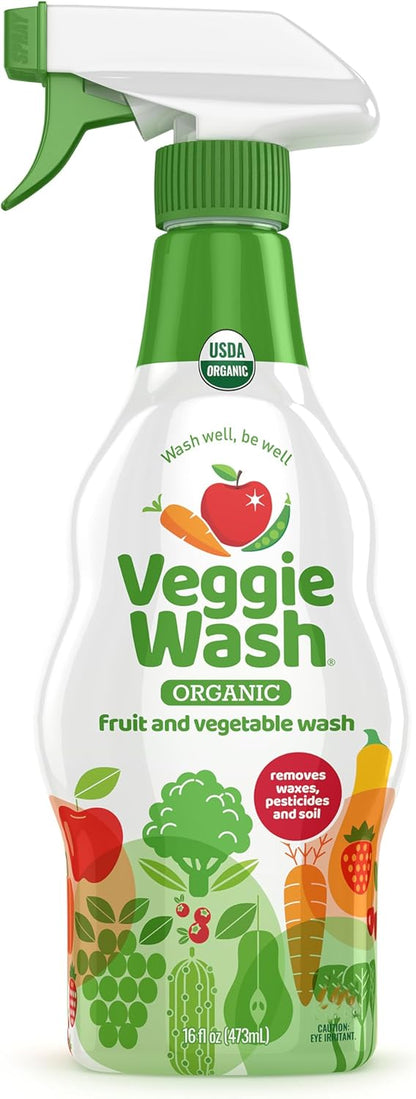 Veggie Wash Organic Fruit and Vegetable Wash, Certified Organic, Ideal for Cleaning Produce, 16 Fluid Ounce, Pack of 3 (Packaging May Vary)