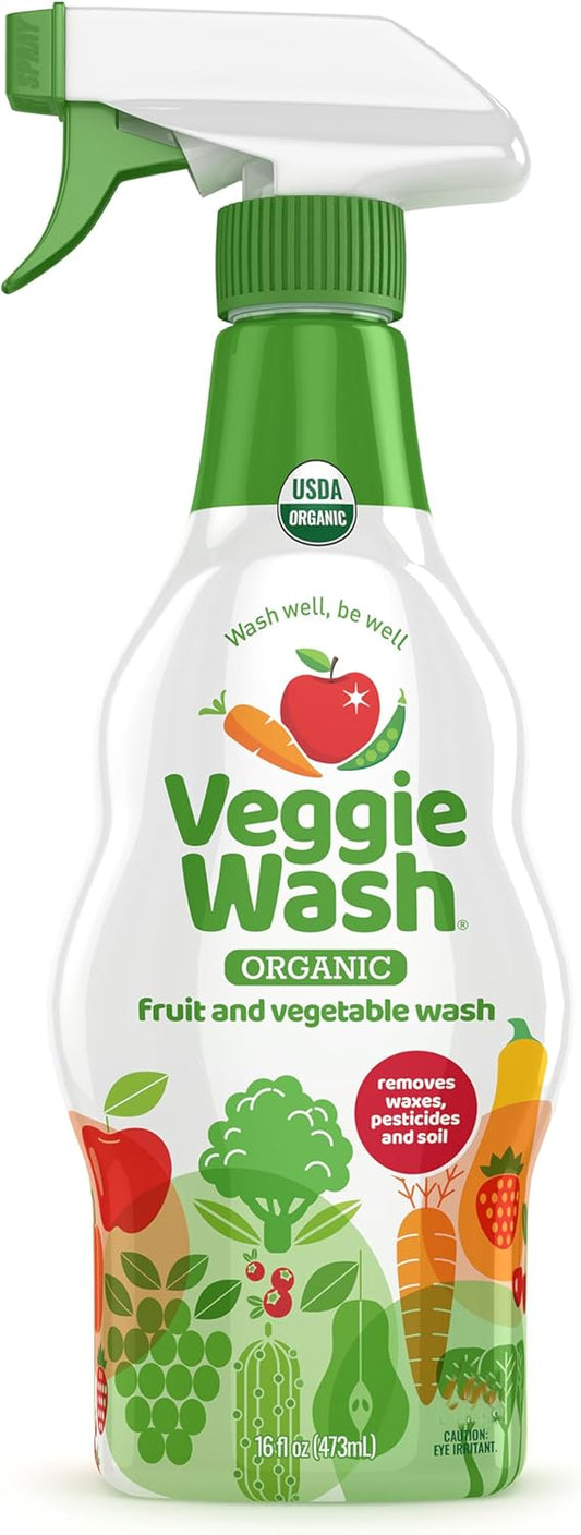 Veggie Wash Organic Fruit and Vegetable Wash, Certified Organic, Ideal for Cleaning Produce, 16 Fluid Ounce, Pack of 3 (Packaging May Vary)