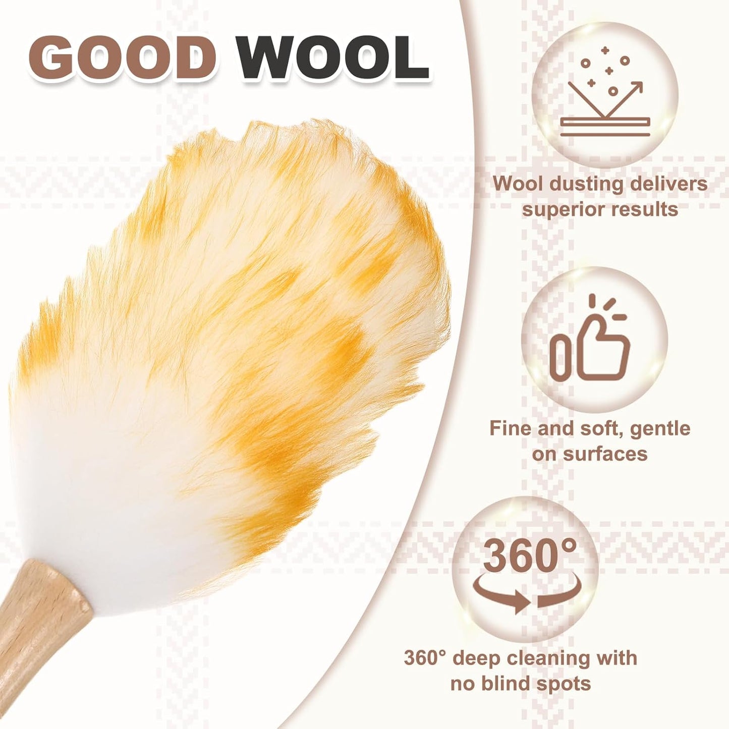 uxcell Wool Duster, 14.2" Natural Feather Cleaner Household Cleaning Duster with Solid Wooden Handle for Cleaning Fans Window Blinds Shelves Furniture, Pink