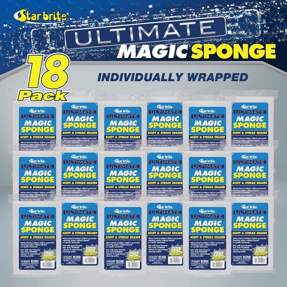 STAR BRITE Ultimate Magic Sponge - Boat Scuff Eraser Melamine Scrubber with Reinforced Core - 2 Pack (041000)