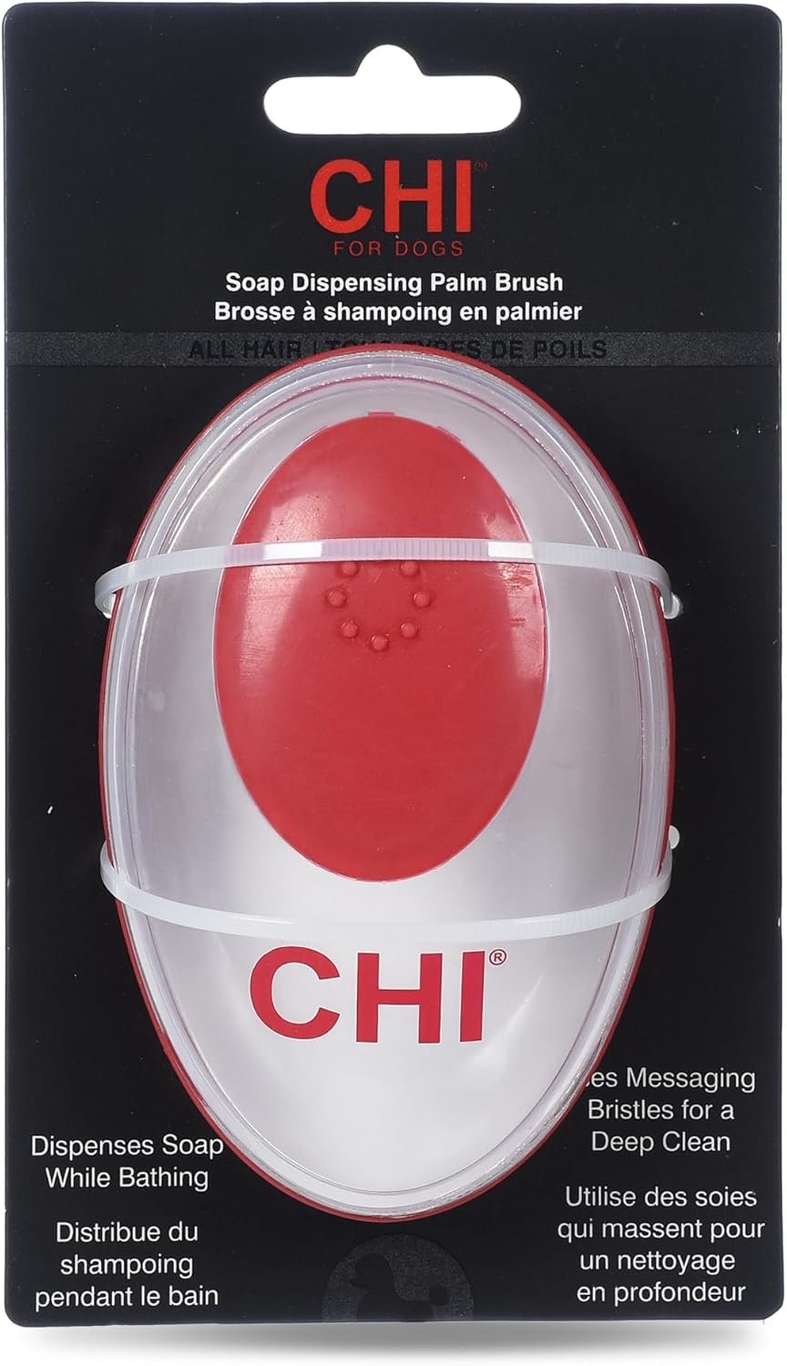 CHI for Dogs Rubber Fur Accumulator Brush, Dog Grooming Tool for Removing Loose Hair and Lint from Coats Furniture Clothing and Car Seats, Flexible Rubber Bristles, Easy Clean Grooming Brush
