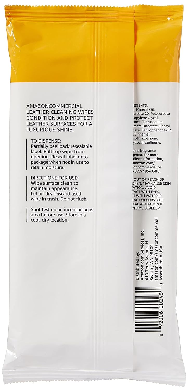 AmazonCommercial Leather Cleaning Wipes, 120 Count, 30 Count (Pack of 4)