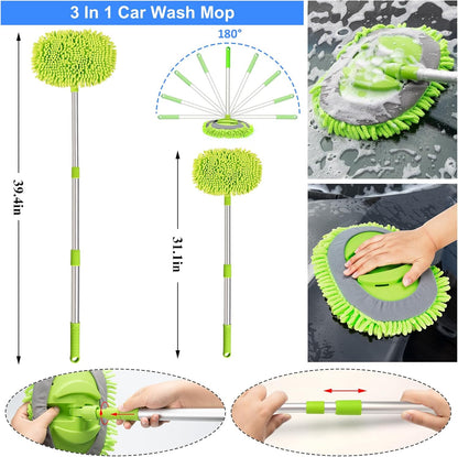 42Pcs Car Wash Detailing Kit Cleaning Set with Foam Gun Sprayer, Long-Handle Brush, Collapsible Bucket, Large Wash Mitt, Towels, Complete Interior & Exterior Car Washing Supply Set (Blue)