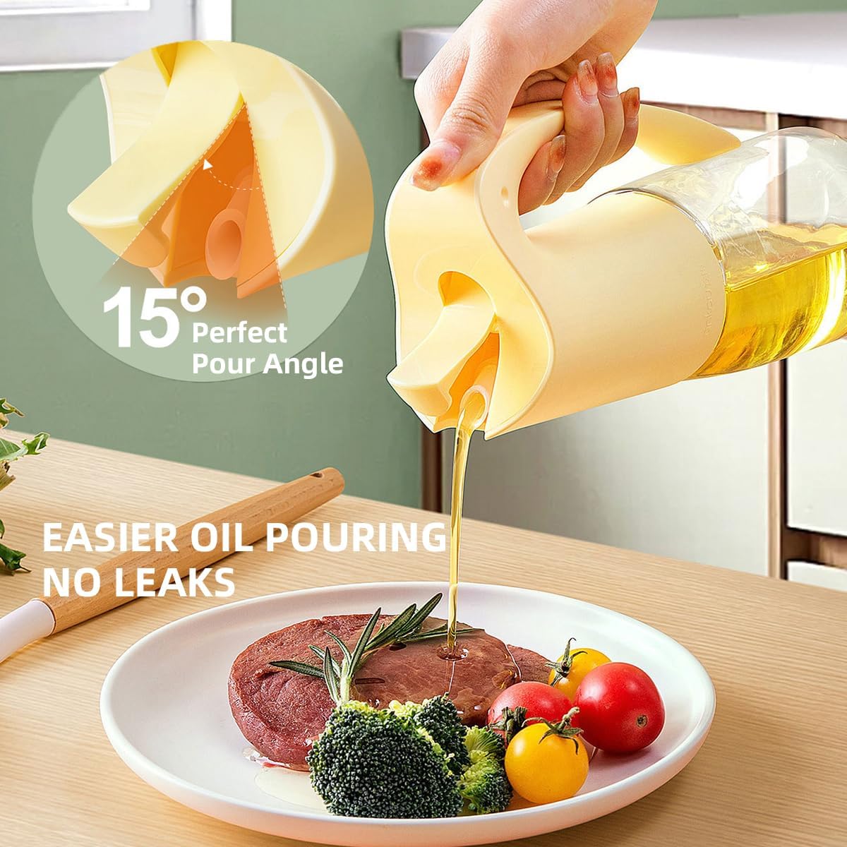 Ankou Olive Oil Sprayer Oil Spray Bottle,10oz/300ml Oil Dispenser Spray for Kitchen, High Borosilicate Glass Fine Mist Oil Sprayer for Cooking, Leakproof, BPA-Free Vinegar bottles for Salad, BBQ