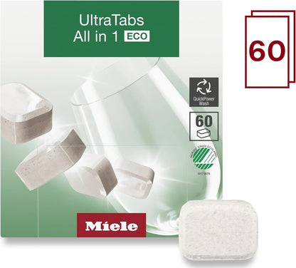 Miele 11295860 UltraTabs HyClean Dishwasher Tablets, Phosphate-Free, Pack of 60 Tablets
