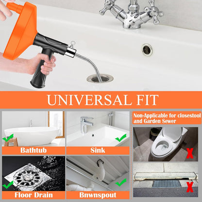33 Feet Drain Snake Auger, Plumbing Snake Drain Hair Clog Removal Tool, Heavy Duty Drain Snake Auger, Sink Unclogger Drain Cleaner Tool for Bathroom Kitchen Tub Shower Drain Clog Remover with Gloves