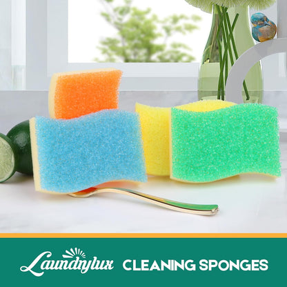 LAUNDRYLUX Scrub Sponge, Dual-Sided Temperature-Responsive Scrubber - Non-Scratch - Multipurpose Dish Sponges for Kitchens, Bathrooms, and Outdoor Use - 3 Pack