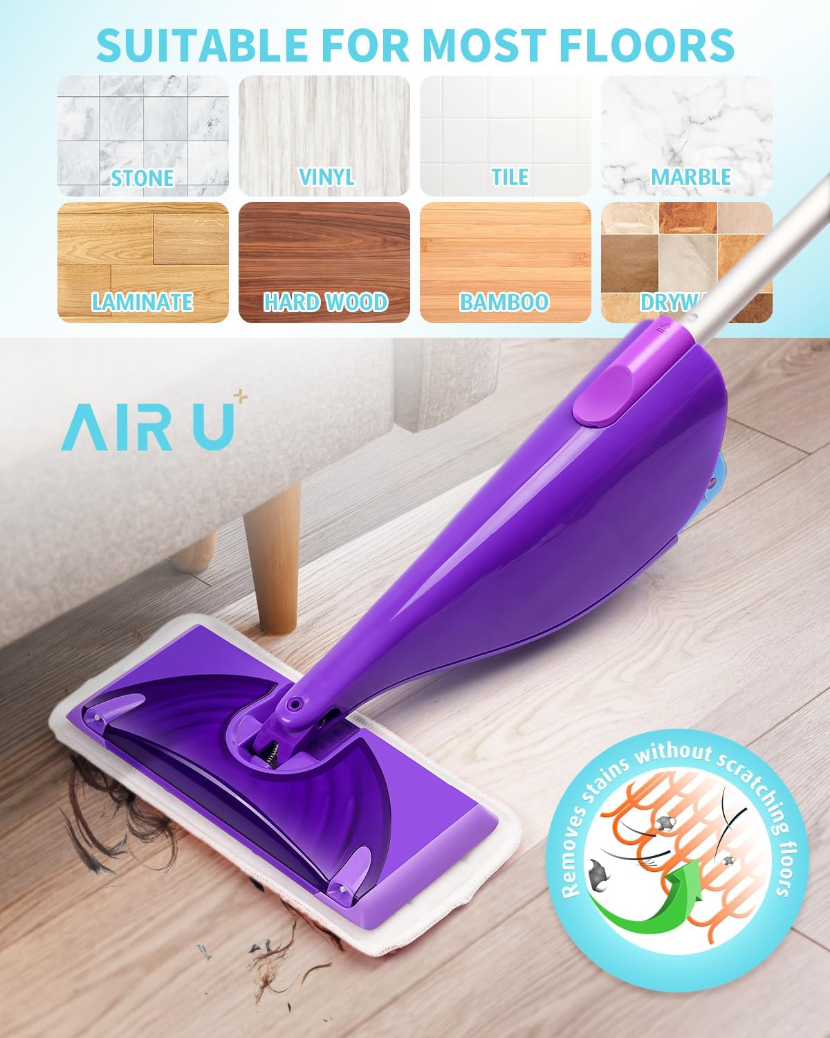 AIR U+ Disposable Mop Pad Refills for Swiffer Wet Jet Mops, Thickned and Absorbent Wet Pads Refill, 60 Count