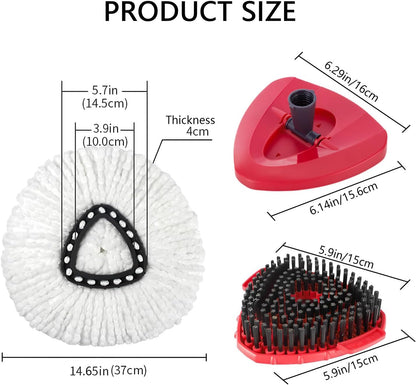 4-in-1 Mop Heads Replacements for O Cedar EasyWring 1 Tank System, Includes 1 Base | 1 Scrub Brush Head | 2 Spin Mop Heads, Full Set Mop Replace Heads for Cleaning Home, Bathroom & Kitchen