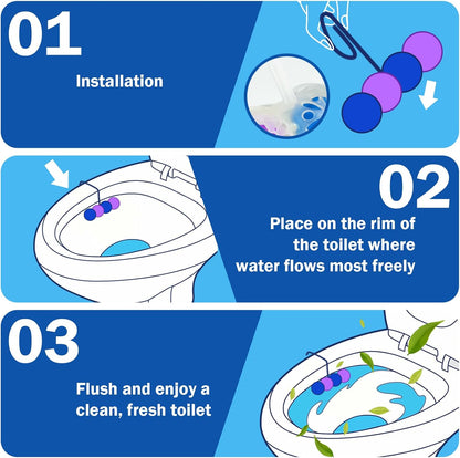 SCENTORINI 4-in-1 Toilet Bowl Cleaner Rim Hanger, Hanging Automatic Toilet Bowl Freshener, 4 Ocean & 4 Lavender Scent, Toilet Bowl Cleaning Balls Long-Lasting up to 30 Days