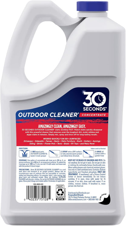 30 SECONDS Outdoor Cleaner Dirt,Mold & Mildew Cleaner & Stain Remover Concentrate | 1 Gallon