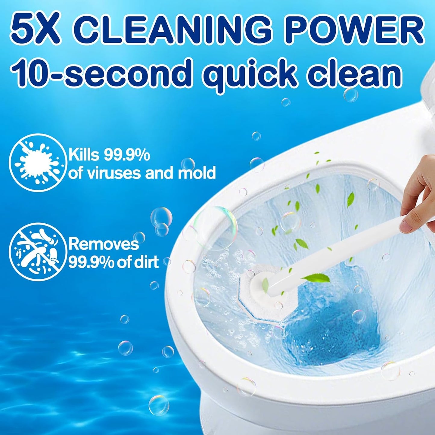 100 Count Toilet Wand Refills for Clorox Toilet Wand - Upgrade 3-Layer Thickened Toilet Brush, Replacement Heads for Clorox Toilet Wand Refills, 5X Cleaning Power | No Falling Apart