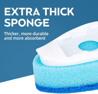 Dish Wand Sponge Refills, 6 Sponges Replacement Heads DishWand Non Scratch, Soap Control Handle Dispenser Scrubber Heavy Duty with Dishwashing Scrub Dispensing Brush Pads Cleaning Supplies （Blue）